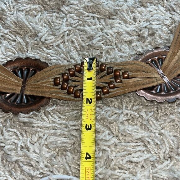 Gorgeous Western Copper Brass Handmade Leather Belt  With Tassels Southwestern